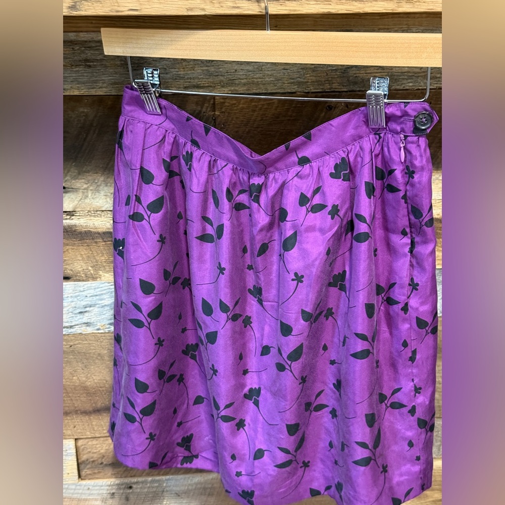 Brooks Brothers Purple Silk Floral Skirt